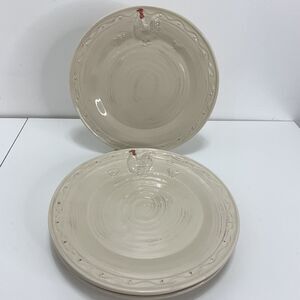 HTF RAGON HOUSE Dinner PLATES (4) Rustic Rooster Farmhouse Embossed Exc